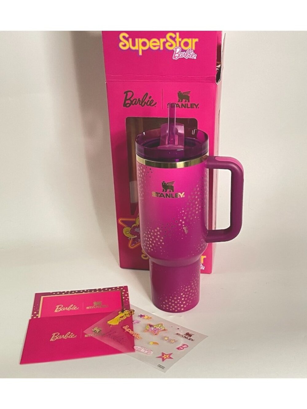 Stanley x Barbie SuperStar 40oz Quencher H20 Tumbler 65th Anniversary NIB 70's - Picture 1 of 9